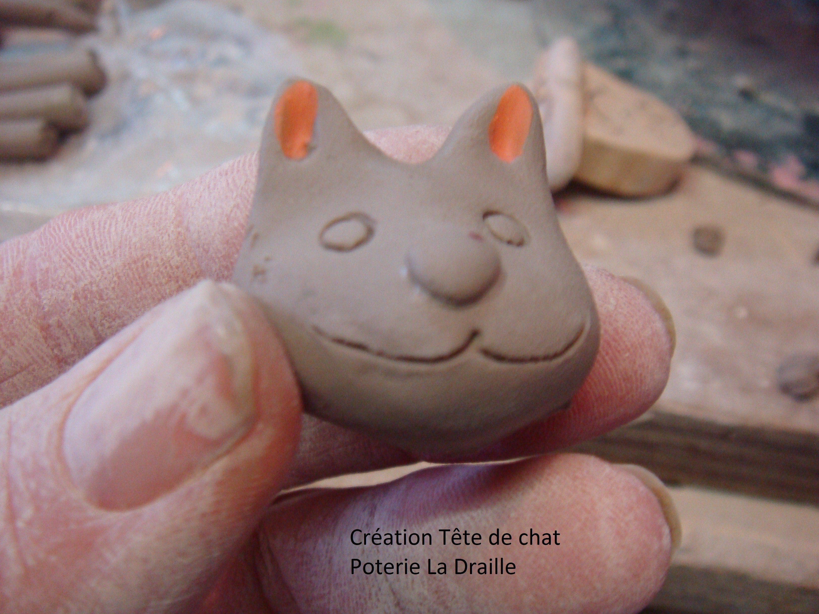 Création tète de chat poterie la draille