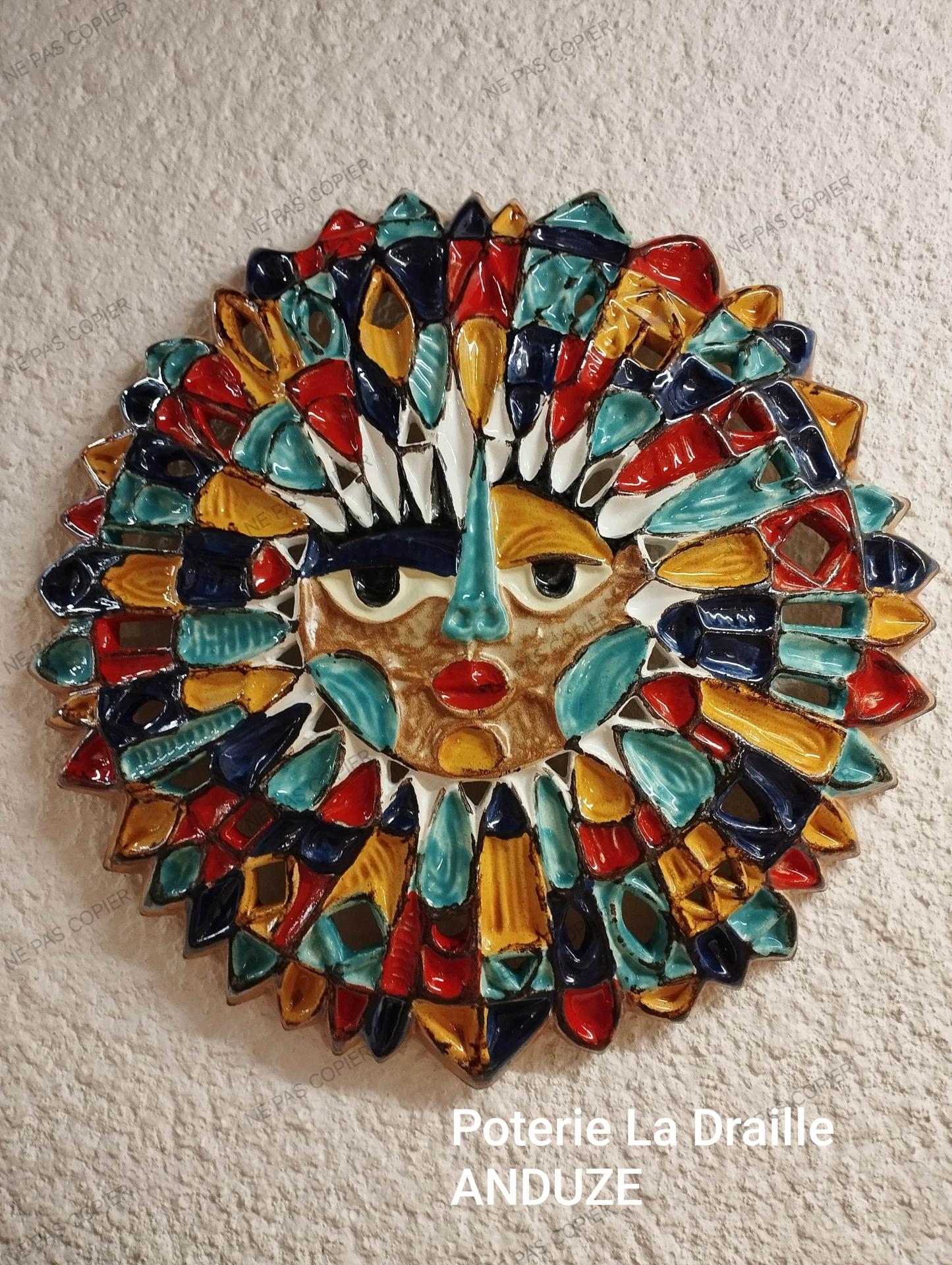 soleil bleu ,turquoise  Poterie la draille
